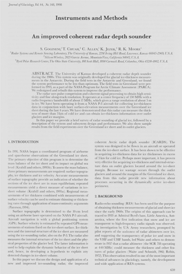 Instruments and Methods an Improved Coherent Radar Depth Sounder