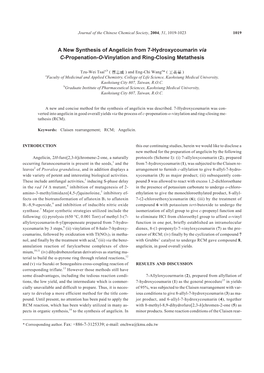 A New Synthesis of Angelicin from 7-Hydroxycoumarin Via C-Propenation-O-Vinylation and Ring-Closing Metathesis