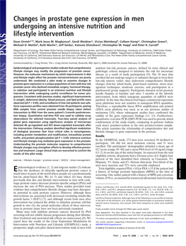 Changes in Prostate Gene Expression in Men Undergoing an Intensive Nutrition and Lifestyle Intervention