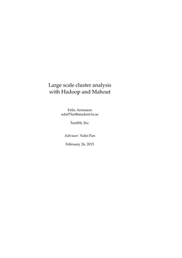 Large Scale Cluster Analysis with Hadoop and Mahout