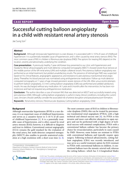 Successful Cutting Balloon Angioplasty in a Child with Resistant Renal Artery Stenosis Jae Sung Son*