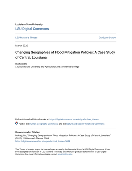 Changing Geographies of Flood Mitigation Policies: a Case Study of Central, Louisiana