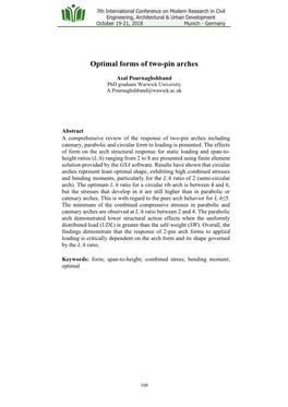 Optimal Forms of Two-Pin Arches