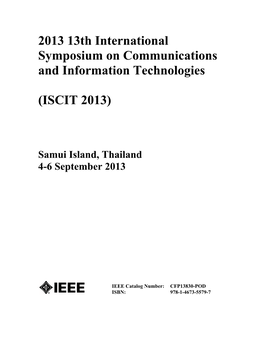 2013 13Th International Symposium on Communications and Information Technologies