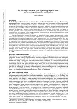 The Soil Quality Concept As a Tool for Highlighting Sustainability