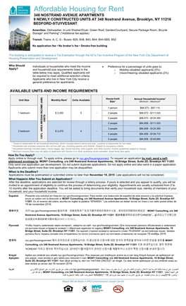 Affordable Housing for Rent 348 NOSTRAND AVENUE APARTMENTS 9 NEWLY CONSTRUCTED UNITS at 348 Nostrand Avenue, Brooklyn, NY 11216 BEDFORD-STUYVESANT