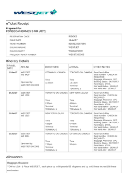 Eticket Receipt Itinerary Details Allowances