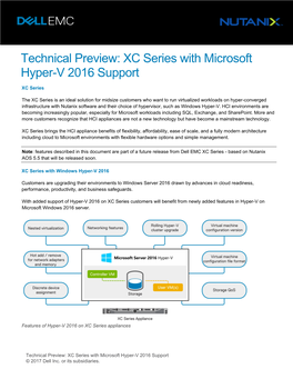 Technical Preview: XC Series with Microsoft Hyper-V 2016 Support