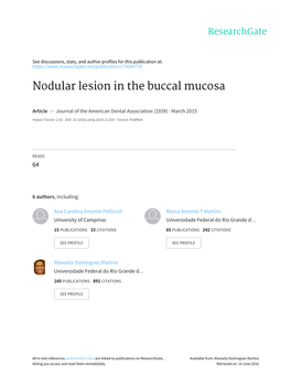 Nodular Lesion in the Buccal Mucosa