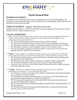 Epiphany Parish Pastoral Plan