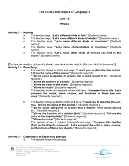 The Colors and Shapes of Language 2 Unit 15