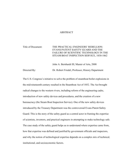 Evans Patent Safety Guard and the Failure of Scientific Technology in the Steam Boat Inspection Service, 1830-1862