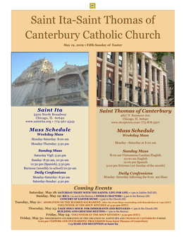 Saint Ita-Saint Thomas of Canterbury Catholic Church Tastes of Summer Festival 2019 Festival 2019 Sabores De Verano July/Julio 20-21