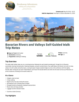 Bavarian Rivers and Valleys Self-Guided Walk Trip Notes