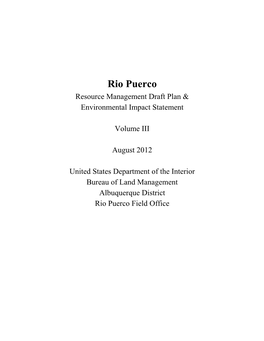 Rio Puerco Resource Management Draft Plan & Environmental Impact Statement