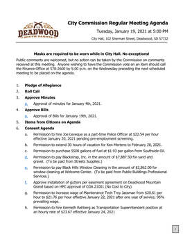 City Commission Regular Meeting Agenda