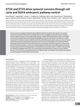 ETV4 and ETV5 Drive Synovial Sarcoma Through Cell Cycle and DUX4 Embryonic Pathway Control