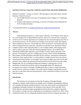 Speciation in the Face of Gene Flow Within the Toothed Whale Superfamily Delphinoidea 2 3 Michael V Westbury1*, Andrea A