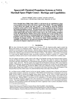 Spacecraft Chemical Propulsion Systems at NASA Marshall Space Flight Center: Heritage and Capabilities