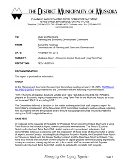 Page 1 TO: Chair and Members Planning and Economic Development Committee FROM