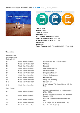 Manic Street Preachers 4 Real Mp3, Flac, Wma