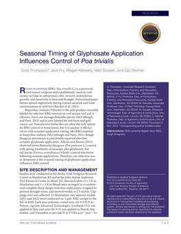 Seasonal Timing of Glyphosate Application Influences Control of Poa Trivialis