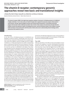 The Vitamin D Receptor: Contemporary Genomic Approaches Reveal New Basic and Translational Insights