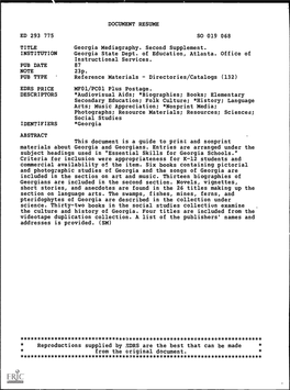 DOCUMENT RESUME ED 293 775 SO 019 068 Georgia Mediagraphy