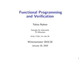 Functional Programming and Verification