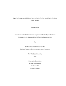 Digital Soil Mapping and GIS-Based Land Evaluation for Rice Suitability in Kilombero Valley, Tanzania