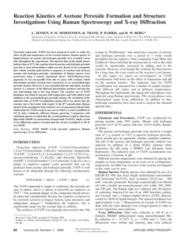 Reaction Kinetics of Acetone Peroxide Formation and Structure Investigations Using Raman Spectroscopy and X-Ray Diffraction