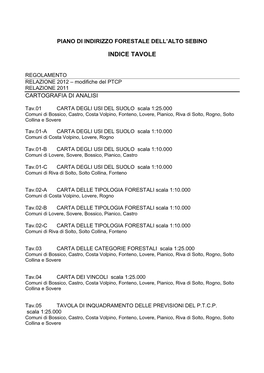 Indice Tavole Pif Alto Sebino