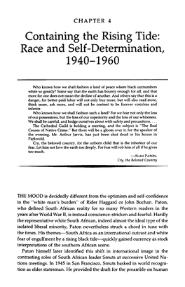 Containing the Rising Tide: Race and Self-Determination, 1940-1960