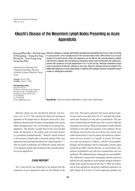 Kikuchi's Disease of the Mesenteric Lymph Nodes Presenting As Acute