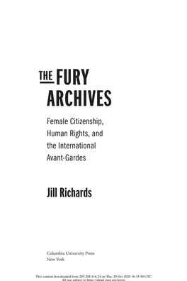 THE FURY ARCHIVES Female Citizenship, Human Rights, and the International Avant-Gardes