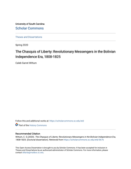 The Chasquis of Liberty: Revolutionary Messengers in the Bolivian Independence Era, 1808-1825