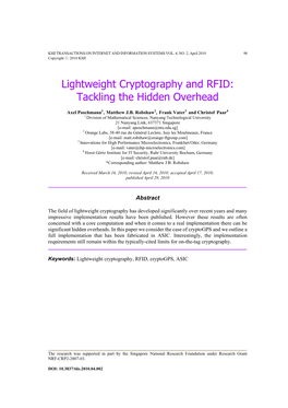 Lightweight Cryptography and RFID: Tackling the Hidden Overhead