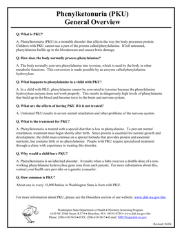 Phenylketonuria (PKU) General Overview