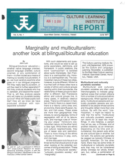 Culture Learning Institute Report, June 1977, Vol. 5, No. 1