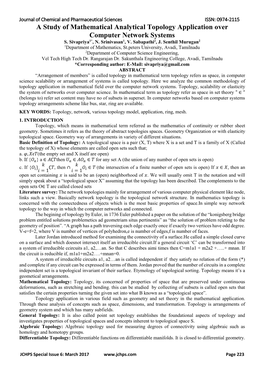 A Study of Mathematical Analytical Topology Application Over Computer Network Systems S