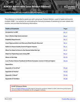 AIM for Assets with Loan Product Advisor Job