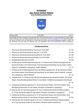 Amtsblatt Des Amtes Schlei-Ostsee Kreis Rendsburg-Eckernförde