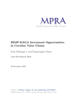 BIMP-EAGA Investment Opportunities in Corridor Value Chains