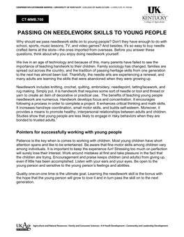 Passing on Needlework Skills to Young People