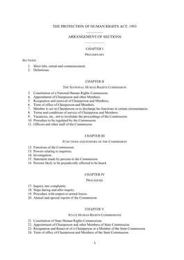 The Protection of Human Rights Act, 1993 ______Arrangement of Sections ______