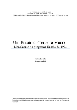 Um Ensaio Do Terceiro Mundo: Elza Soares No Programa Ensaio De 1973