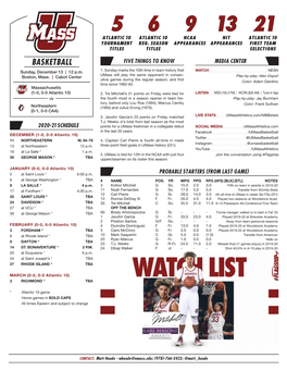 BASKETBALL FIVE THINGS to KNOW MEDIA CENTER Sunday, December 13 | 12 P.M