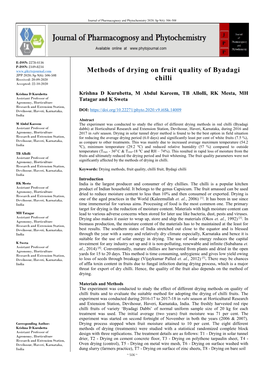 Methods of Drying on Fruit Quality of Byadagi Chilli