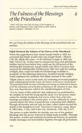 The Fulness of the Blessings of the Priesthood Into Our Families