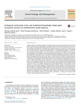 Ecological Community Traits and Traditional Knowledge Shape Palm Ecosystem Services in Northwestern South America